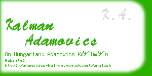 kalman adamovics business card